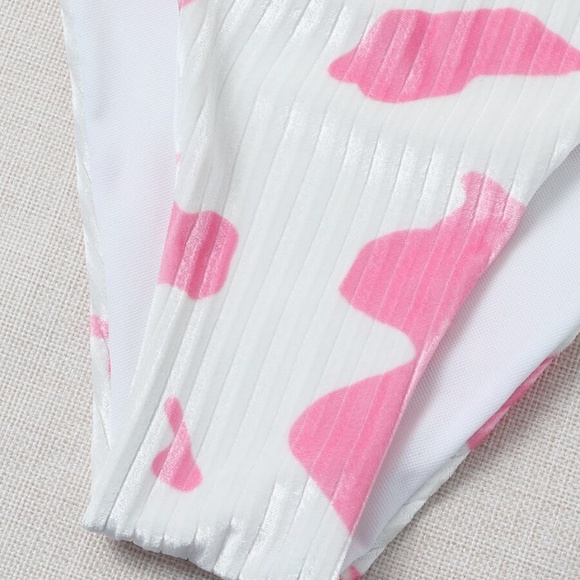 Boho Pink Animal Print Chain Velvet Cut out Bikini Swim Beach - Picture 10 of 11